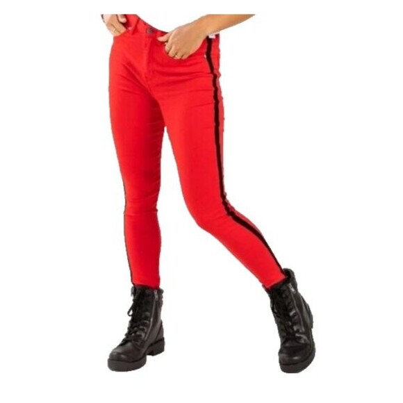 NWT Velvet Heart Francescas Hallie Red Black Velvet Racer‎ Stripe Jeans Size 27 - Picture 16 of 16